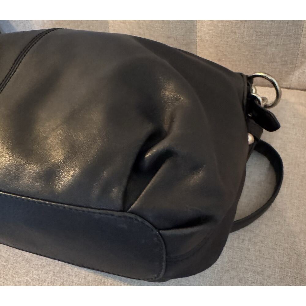 Coach Mia Satchel 15729 Black Leather Silver Hardware Purple Lining - Picture 7 of 13